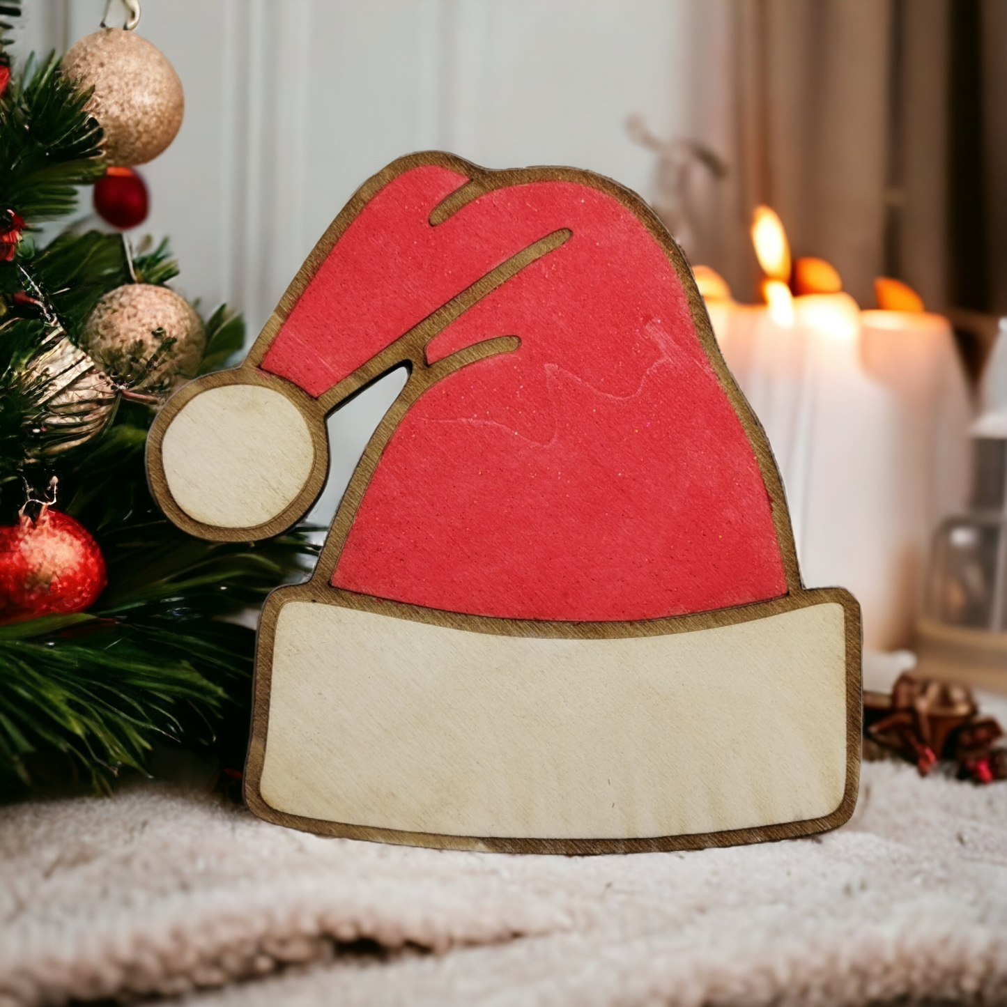 Santa Hat Wooden Christmas Decoration-3