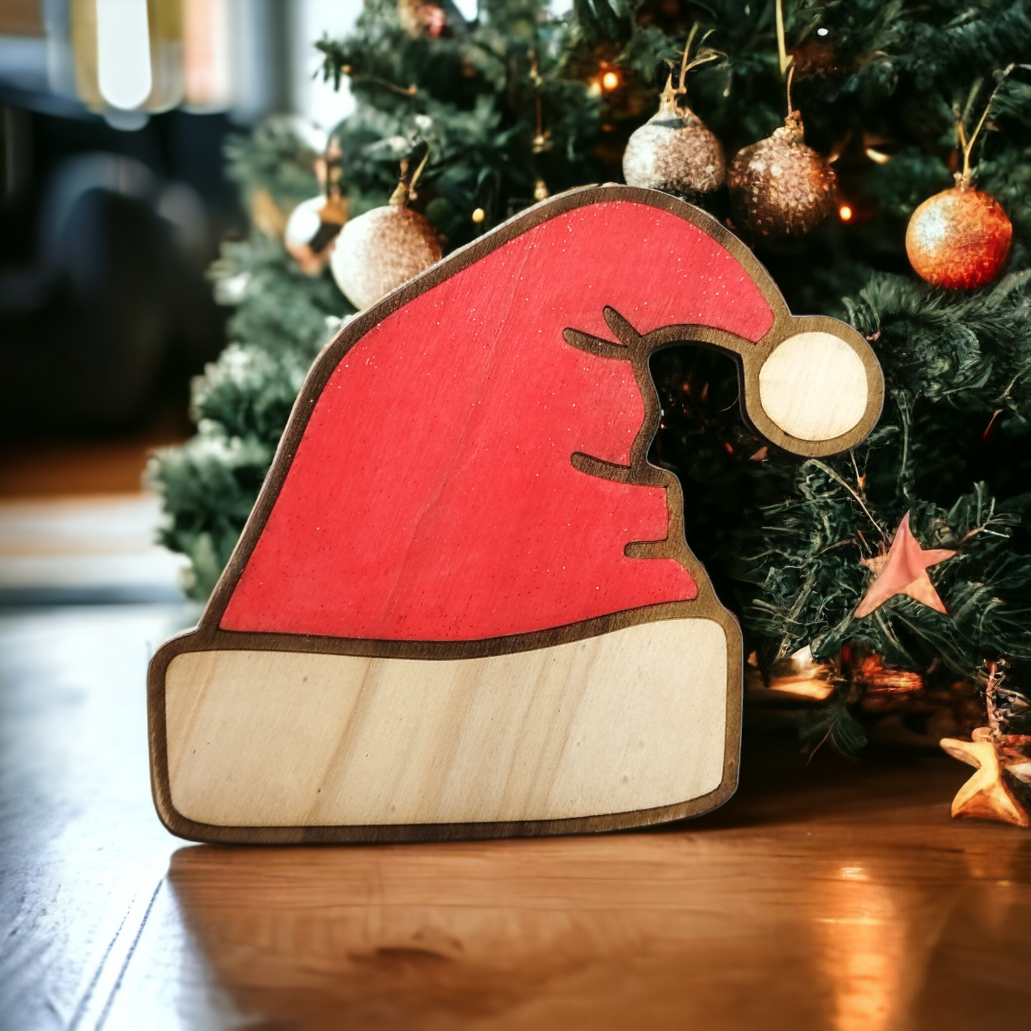 Santa Hat Wooden Christmas Decoration-4