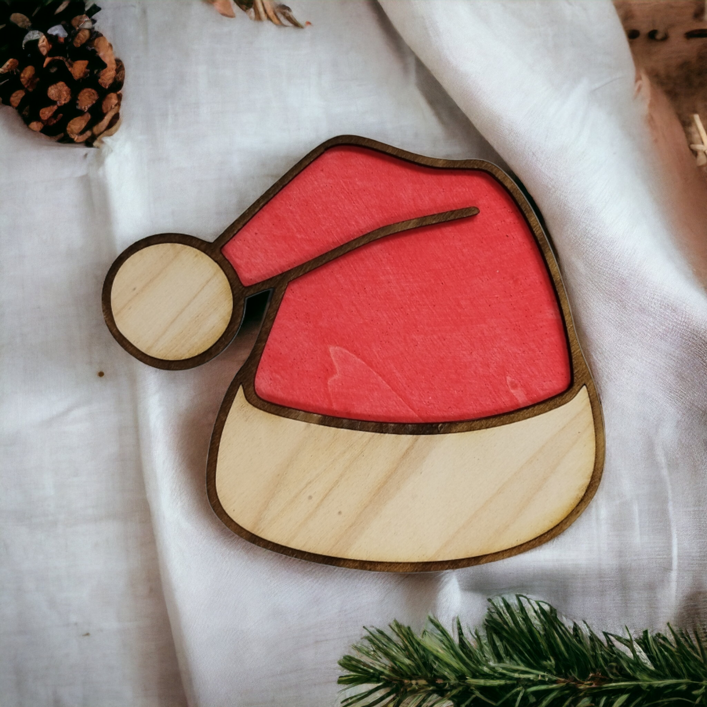 Santa Hat Double Layered Wooden Christmas Decoration-4