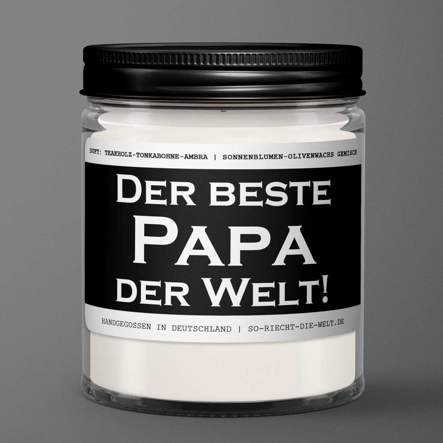 Papa Kerze "Der beste Papa der Welt!" Duft: Teakholz-Tonkabohne-Ambra-0