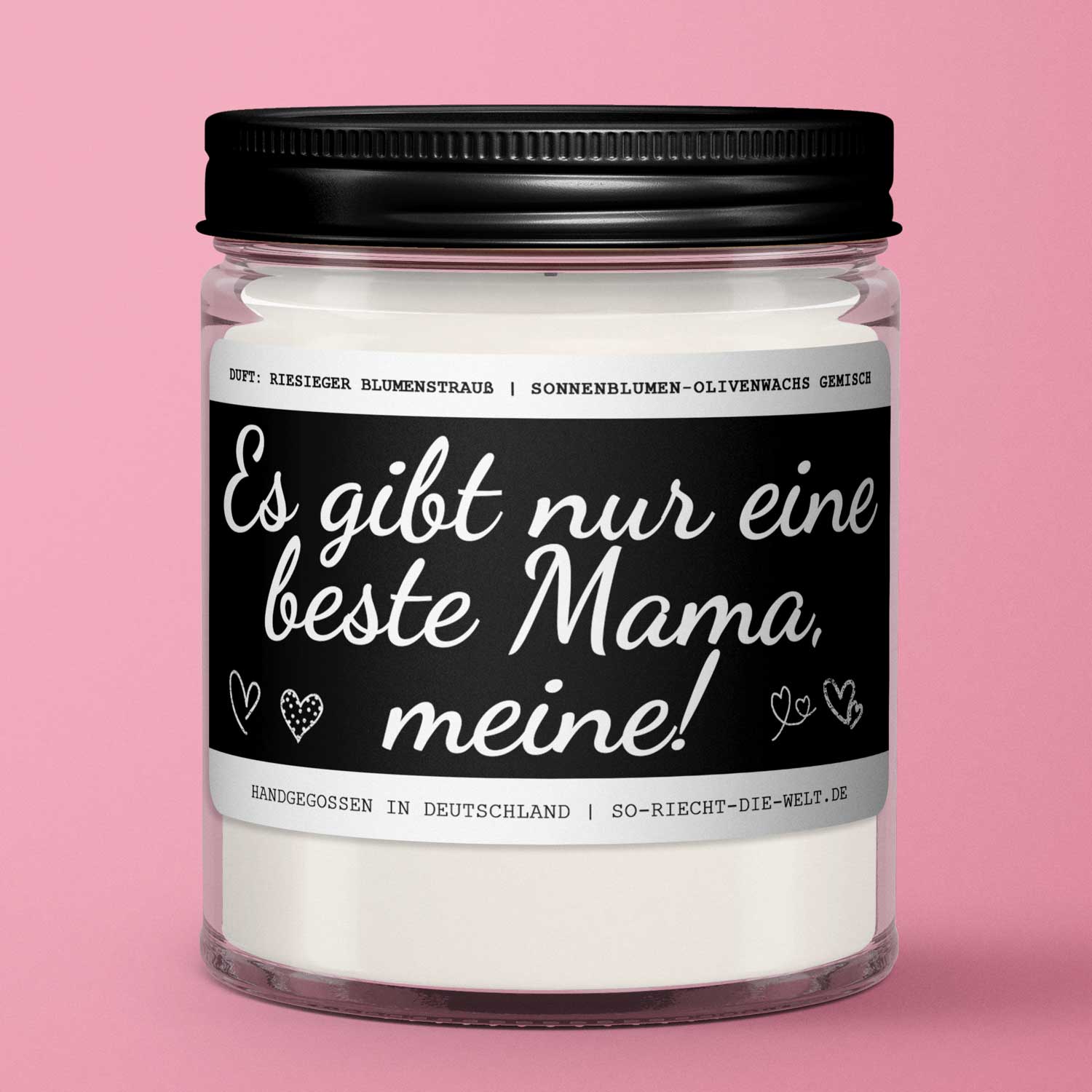 Mama Duftkerze "Es gibt nur eine beste Mama, meine!" Duft: riesiger Blumenstrauß-0