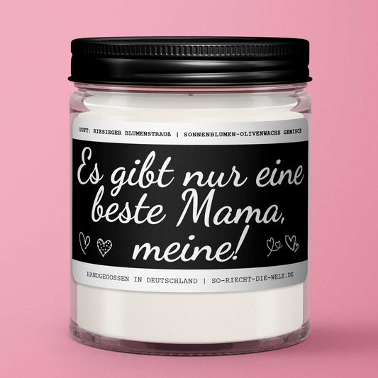 Mama Duftkerze "Es gibt nur eine beste Mama, meine!" Duft: riesiger Blumenstrauß-0