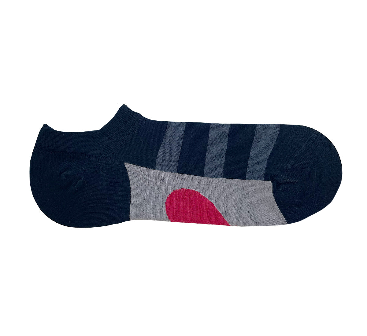 Black sneaker socks with a red heart on the insole