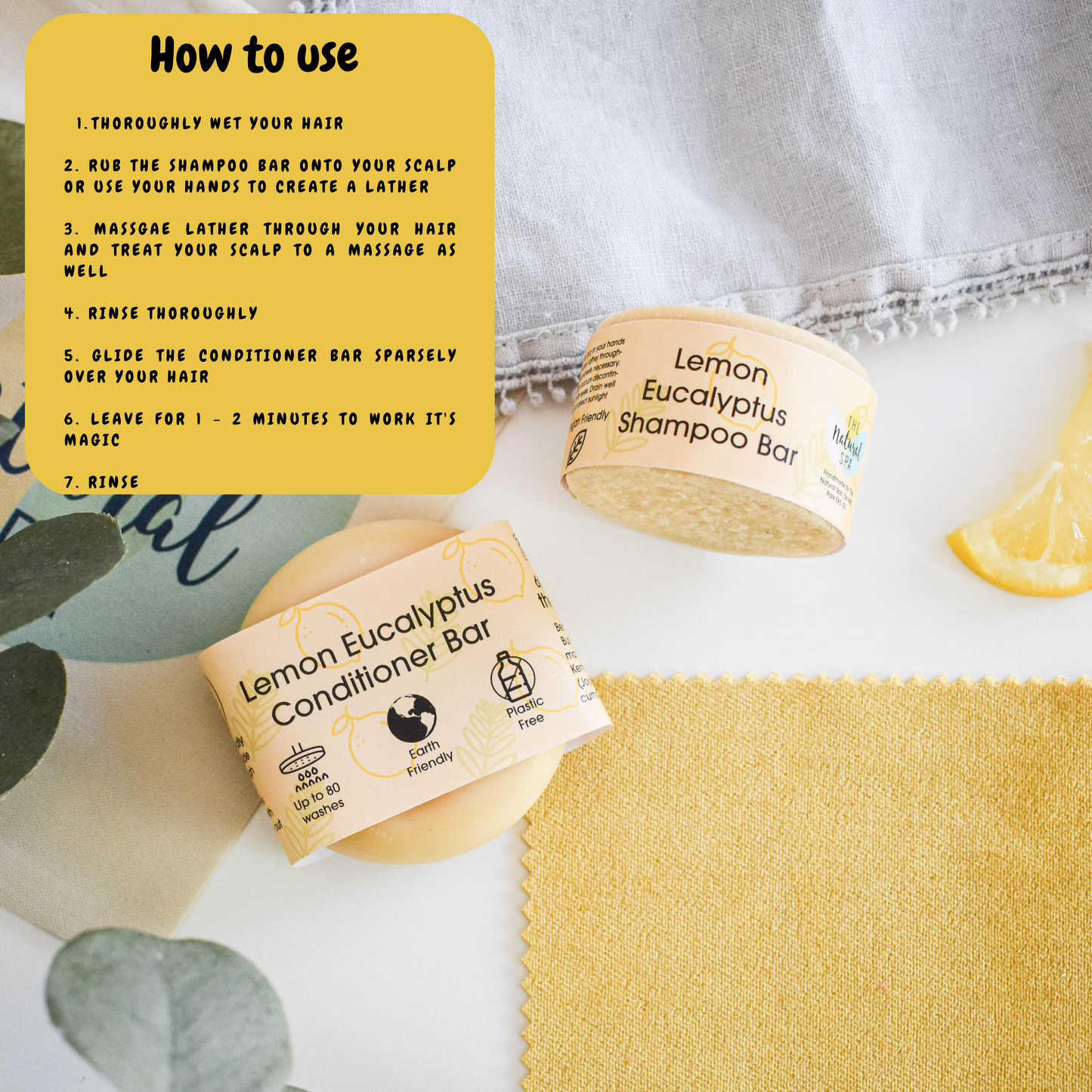 Lemon Eucalyptus Shampoo and Conditioner Bar set-1