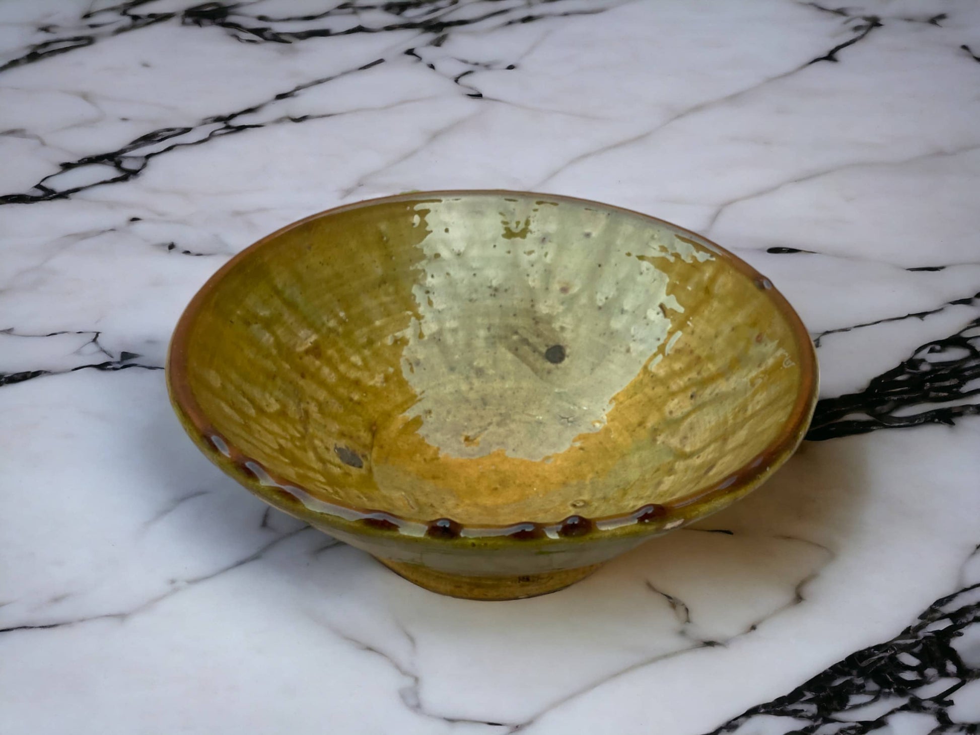 Tamegroute Bowls, Handmade Bowls, Bowls Ochre Glazed Pottery, Pedestal Bowl, Serving bowls, Salad Bowls, nesting bowls handmade in Morocco-2