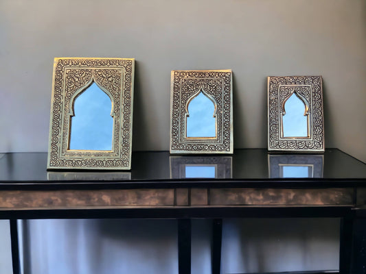 Moroccan Handmade Patina Brass Wall Mirror: Decorative wall Décor-0