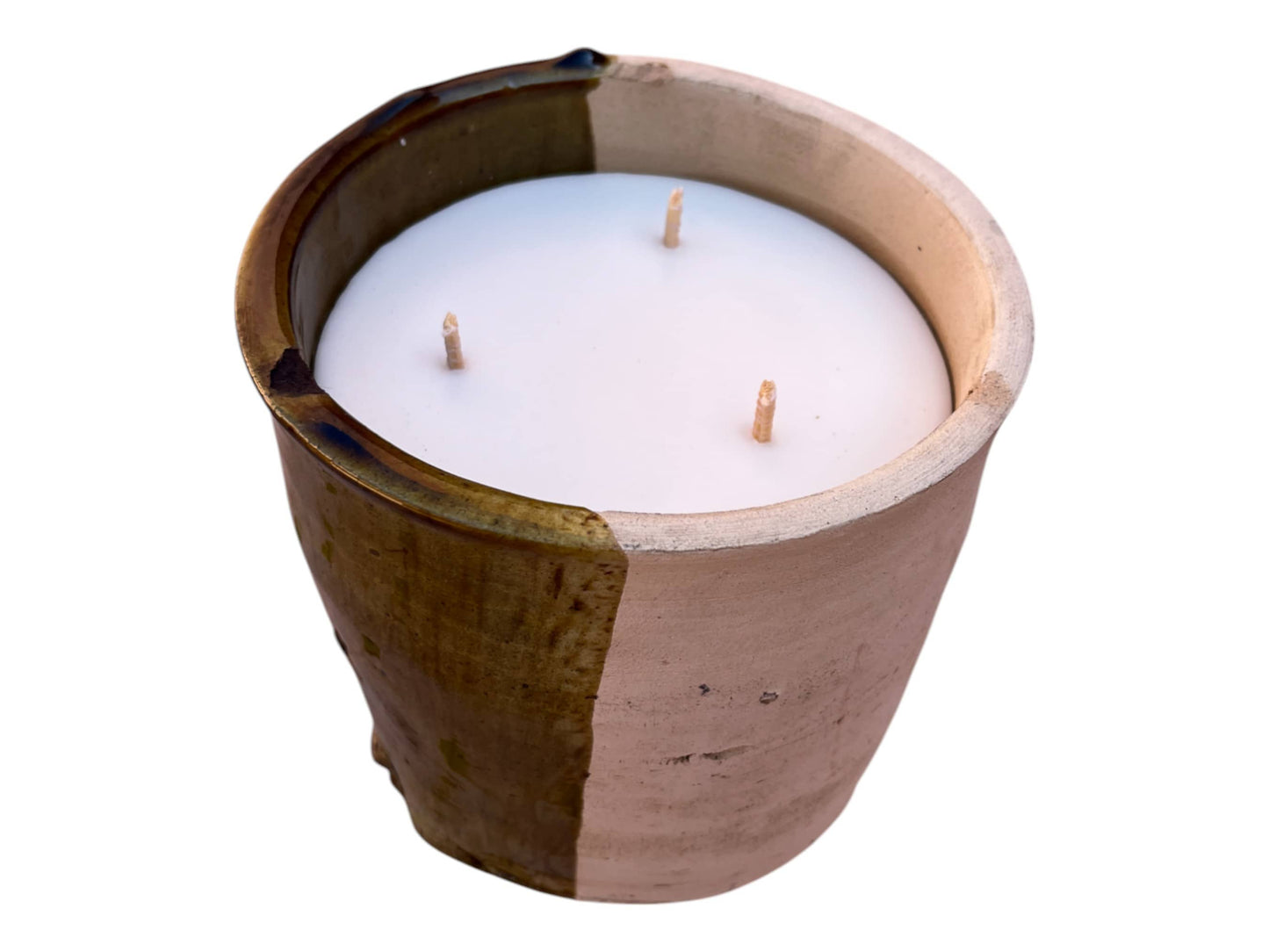 Luxury Moroccan 50/50 Ochre Glaze Tamegroute Scented Soy Wax Candle: Handmade Ceramic Artistry-2