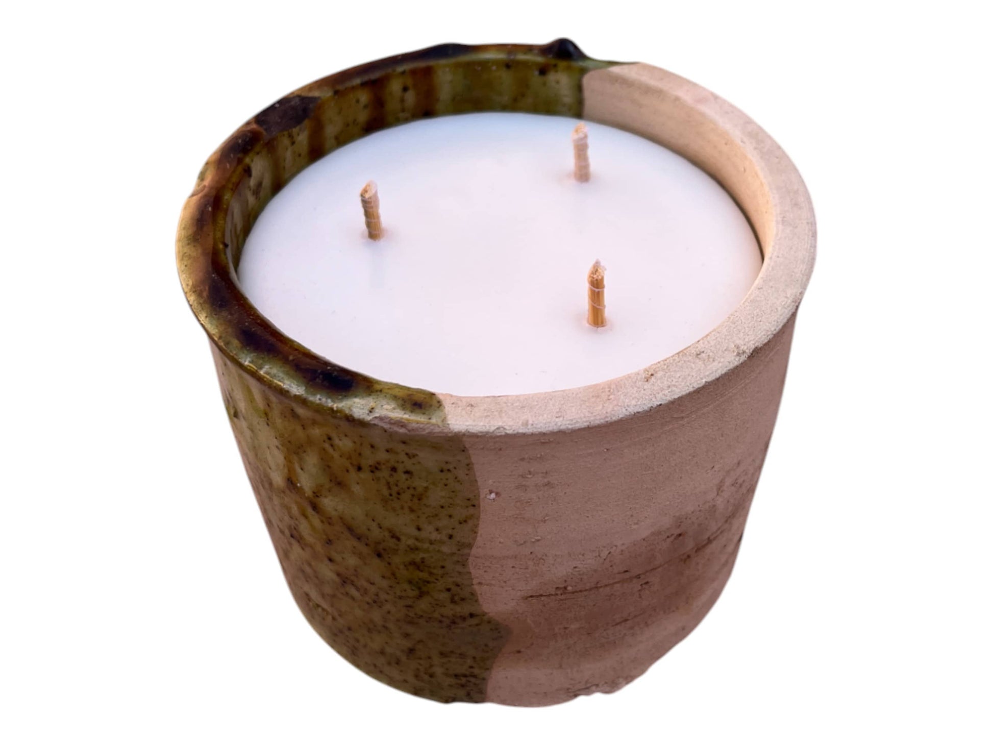 Luxury Moroccan 50/50 Ochre Glaze Tamegroute Scented Soy Wax Candle: Handmade Ceramic Artistry-3