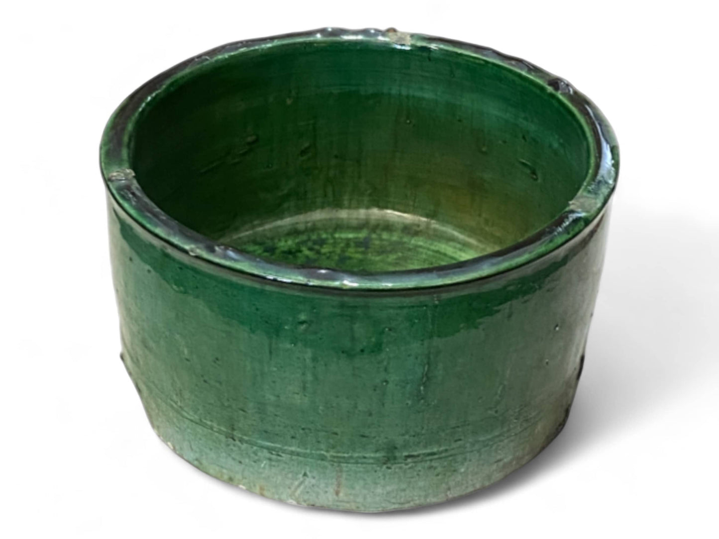 Handmade Moroccan Vintage Shaded Green Glaze Tamegroute Planter/Pot: Unique Ceramic Pottery for Plants-2