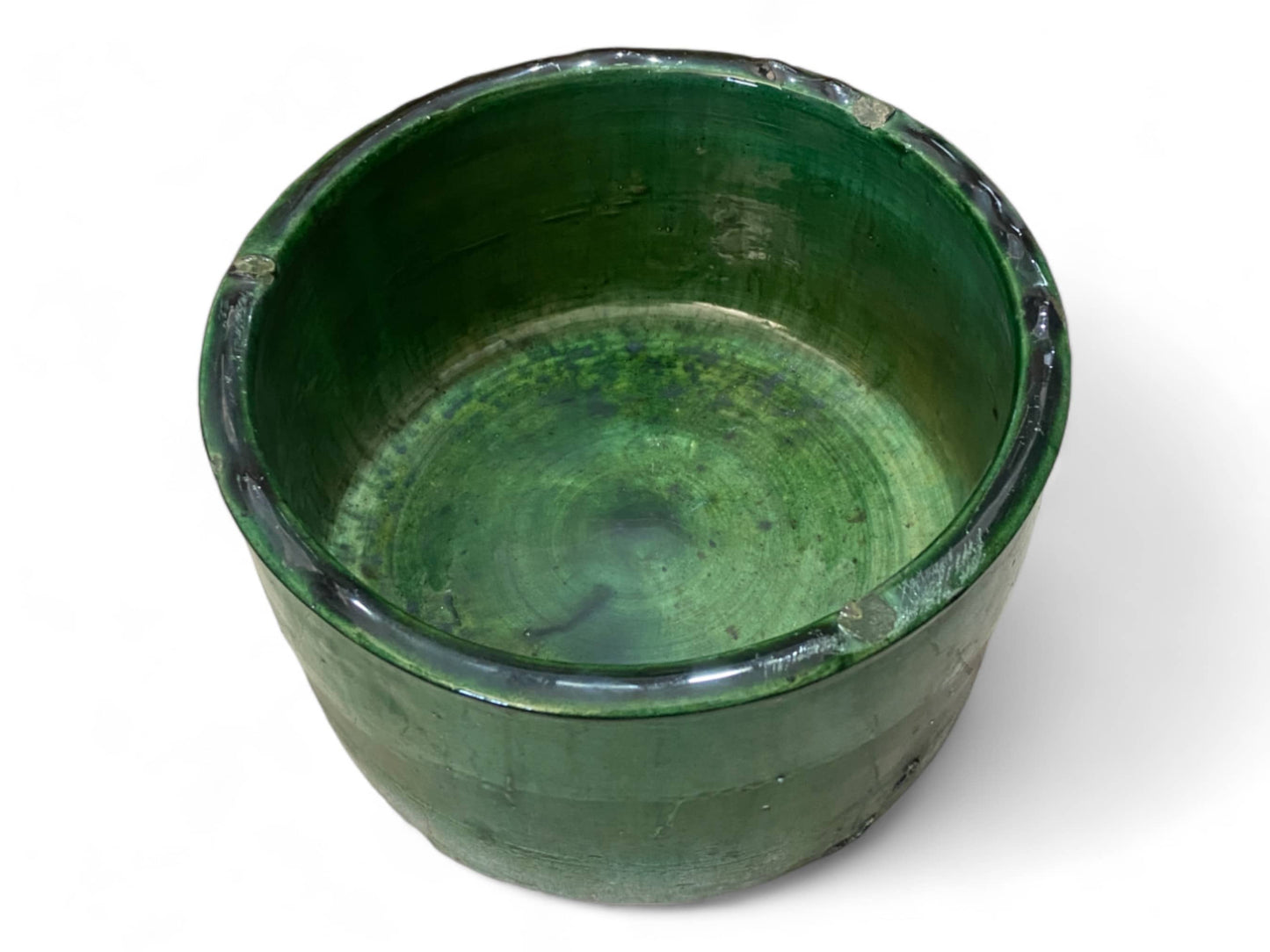 Handmade Moroccan Vintage Shaded Green Glaze Tamegroute Planter/Pot: Unique Ceramic Pottery for Plants-3