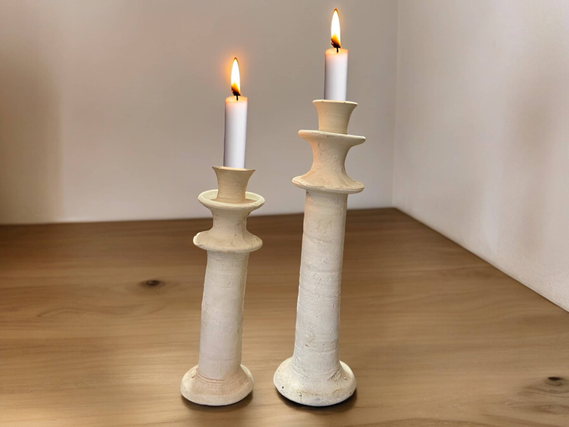 Artisanal Moroccan Unglazed Tamegroute White  Candlestick Holder-0