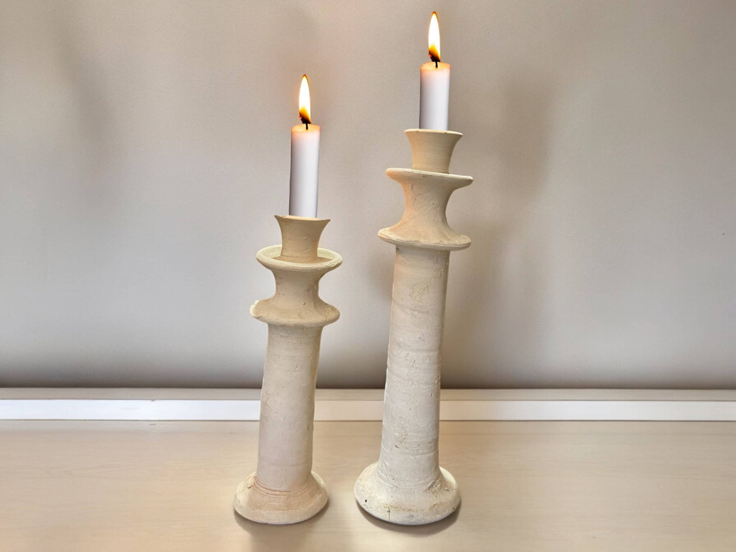 Artisanal Moroccan Unglazed Tamegroute White  Candlestick Holder-1