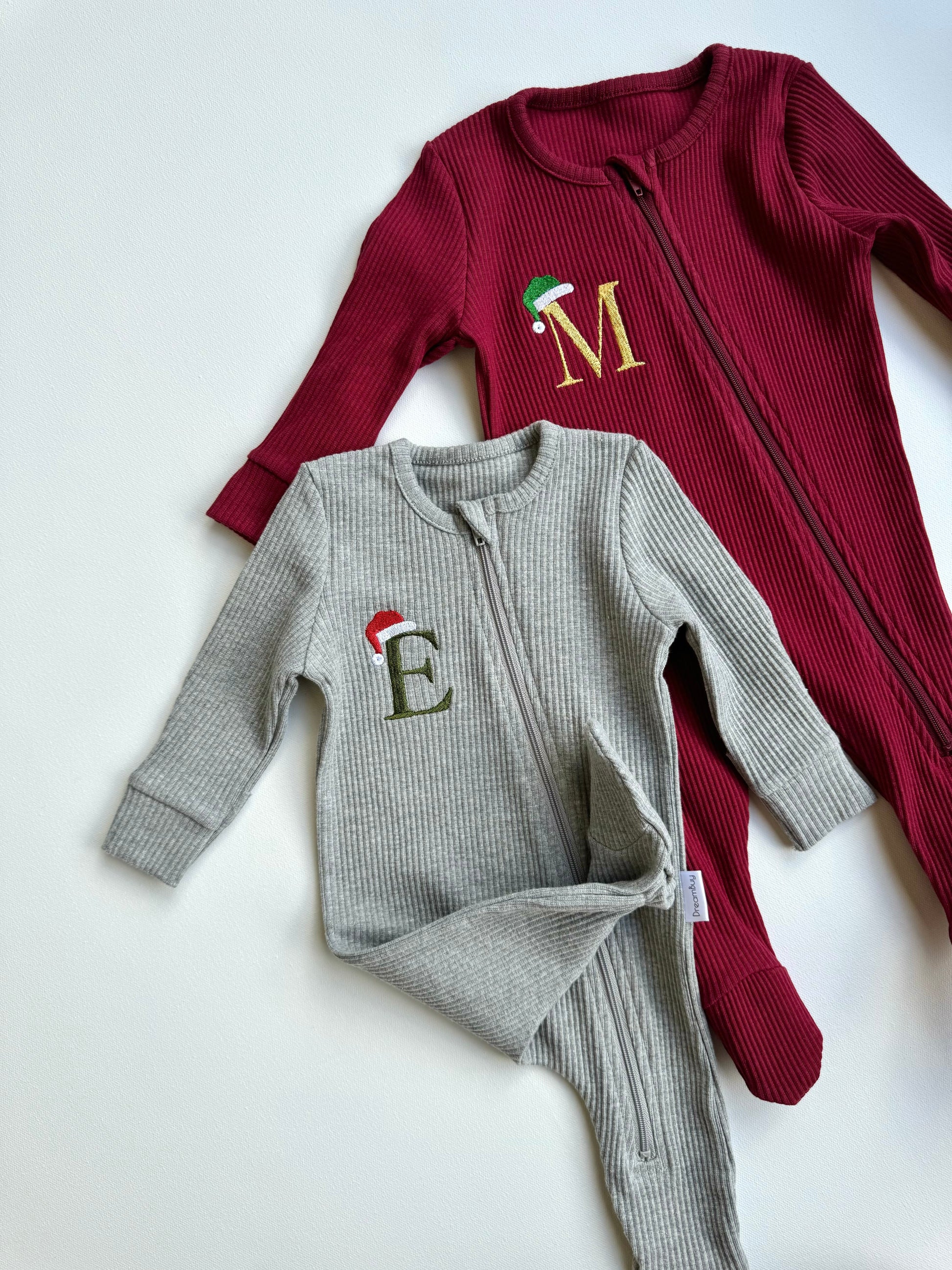 Christmas Monogram Zip Sleepsuit-3