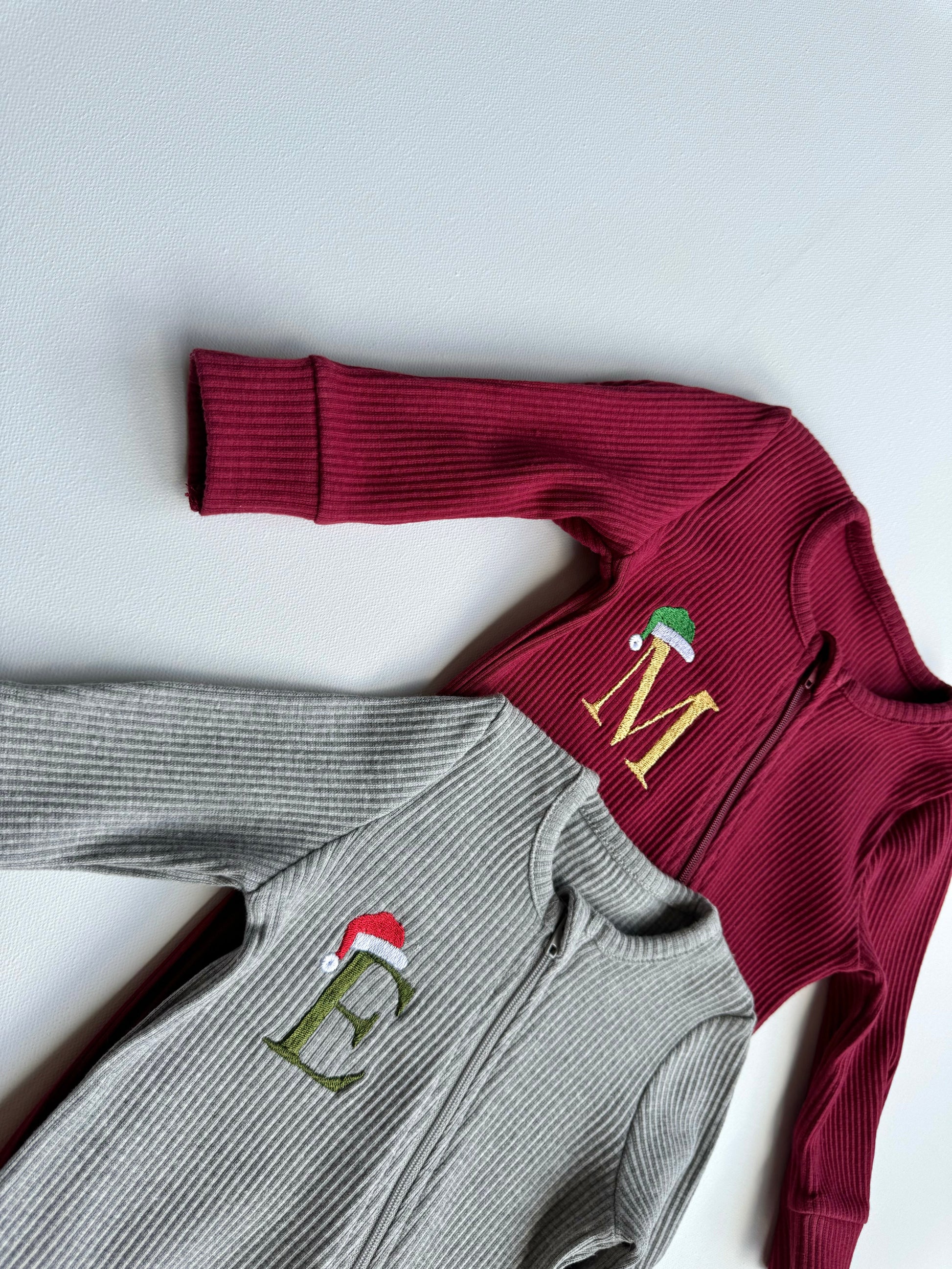 Christmas Monogram Zip Sleepsuit-2