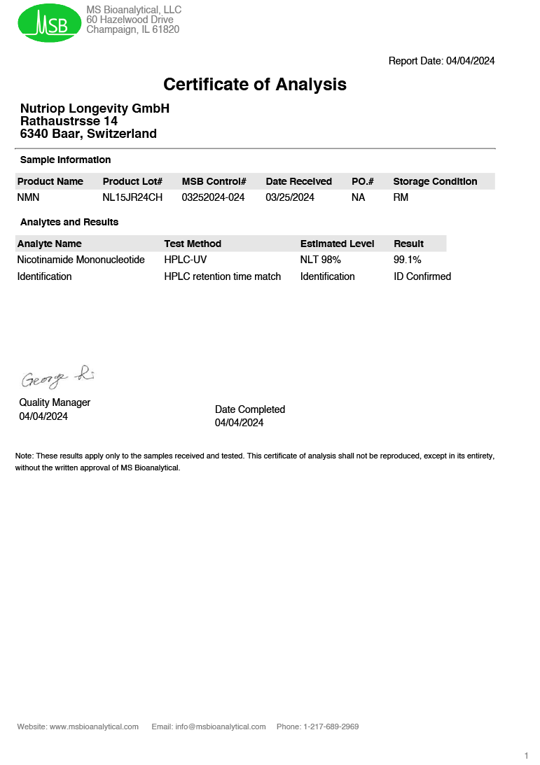 Nutriop Longevity® PURE-NMN Nicotinamide Mononucleotide Extreme Potency sublingual powder -15 grams-4