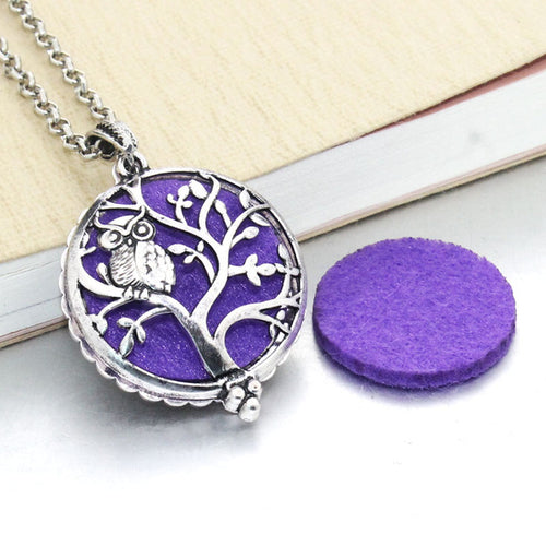 New Owl Aroma Diffuser Necklace Open Silver by PDPro