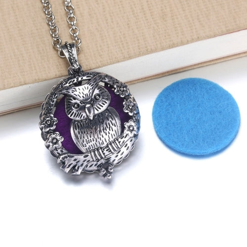 New Owl Aroma Diffuser Necklace Open Silver by PDPro