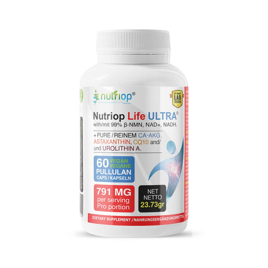 Bio-Enhanced Nutriop Longevity® Life ULTRA with NADH, NAD+, CQ10, ASTAXANTHIN and CA-AKG - 791mg per serving (x30)-0