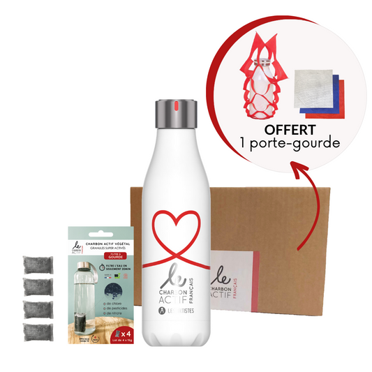 Coffret gourde isotherme et filtres à gourde X4 au charbon super activé-0