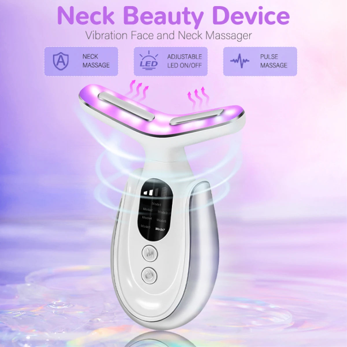 Rechargeable Face & Neck Massager 7-Color LED & Heat Mode by PDPro