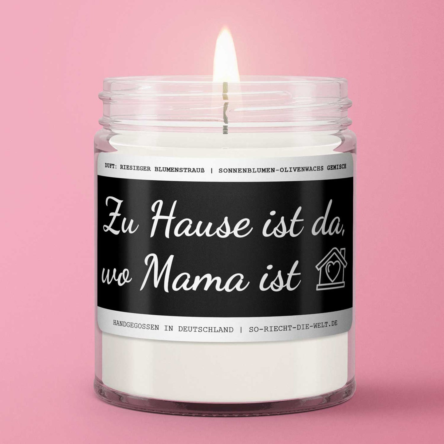 Mama Kerze "Zu Hause ist da, wo Mama ist." Duft: riesiger Blumenstrauß-1