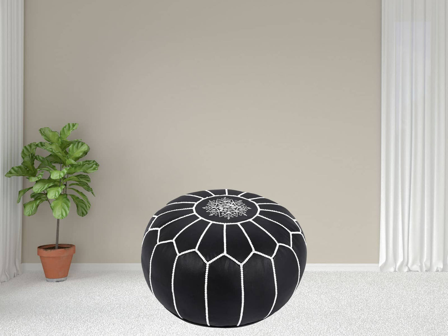 Moroccan  Round Pouf – Cozy Comfort in Earthy Elegance-2