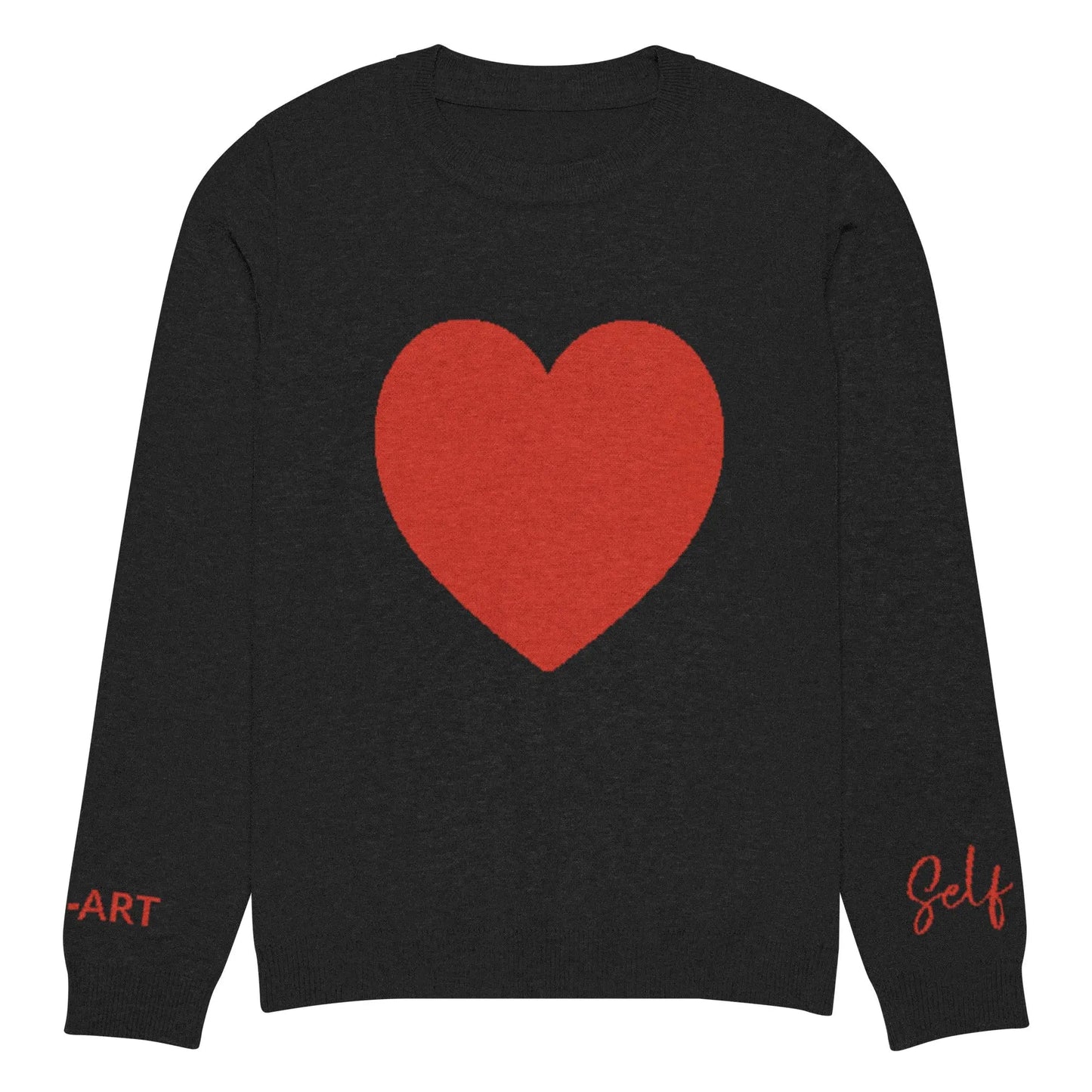 Heart - Knitted crew neck sweater BLACK-4