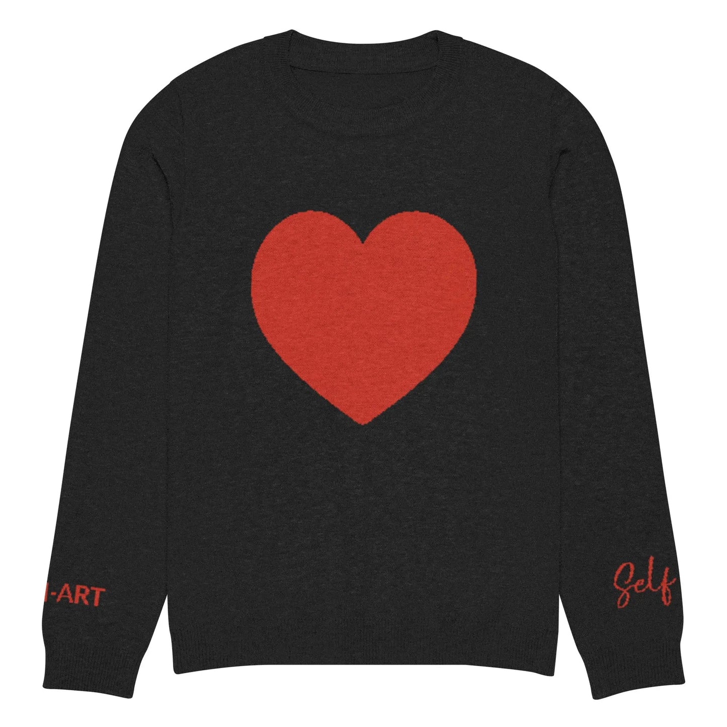 Heart - Knitted crew neck sweater BLACK-2