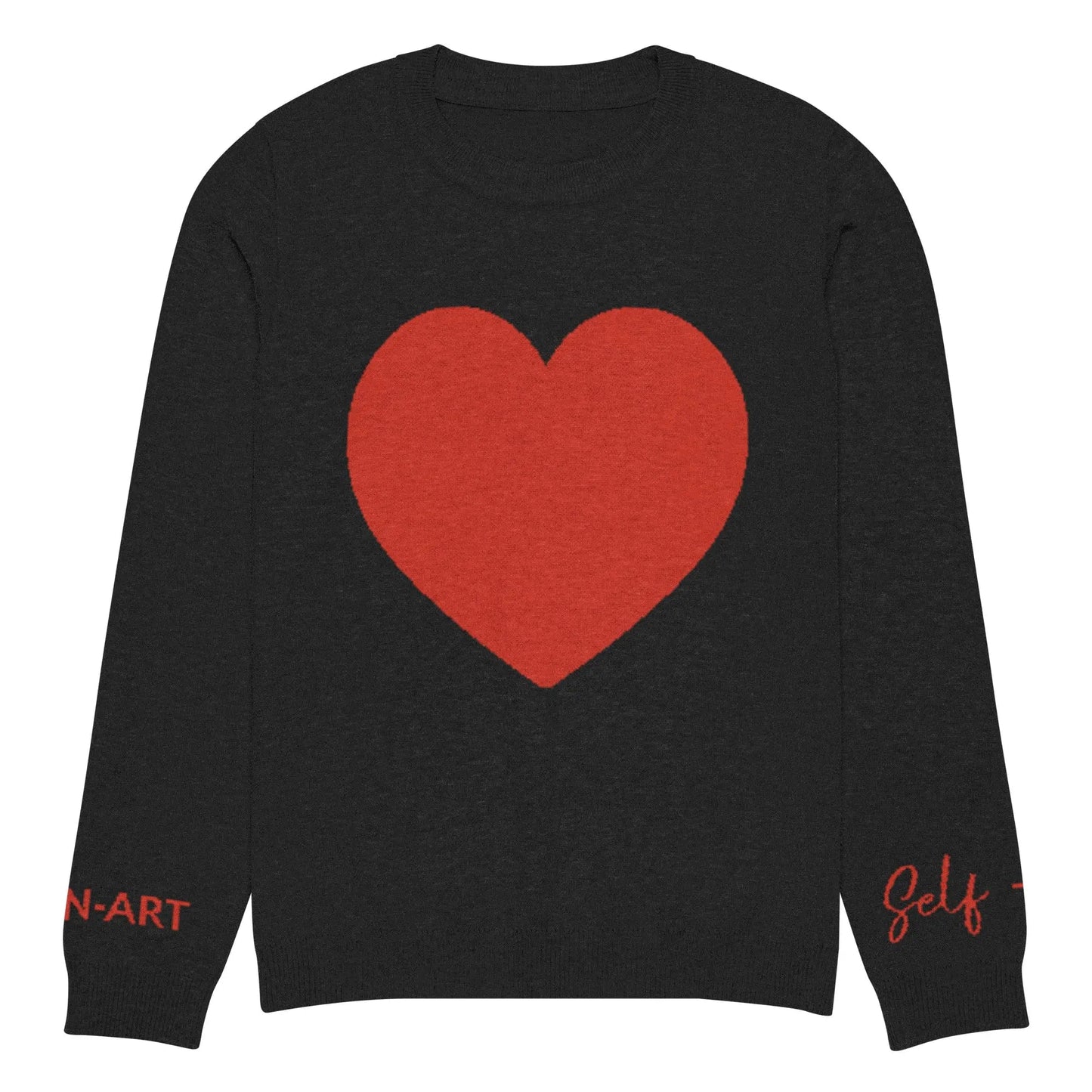 Heart - Knitted crew neck sweater BLACK-0