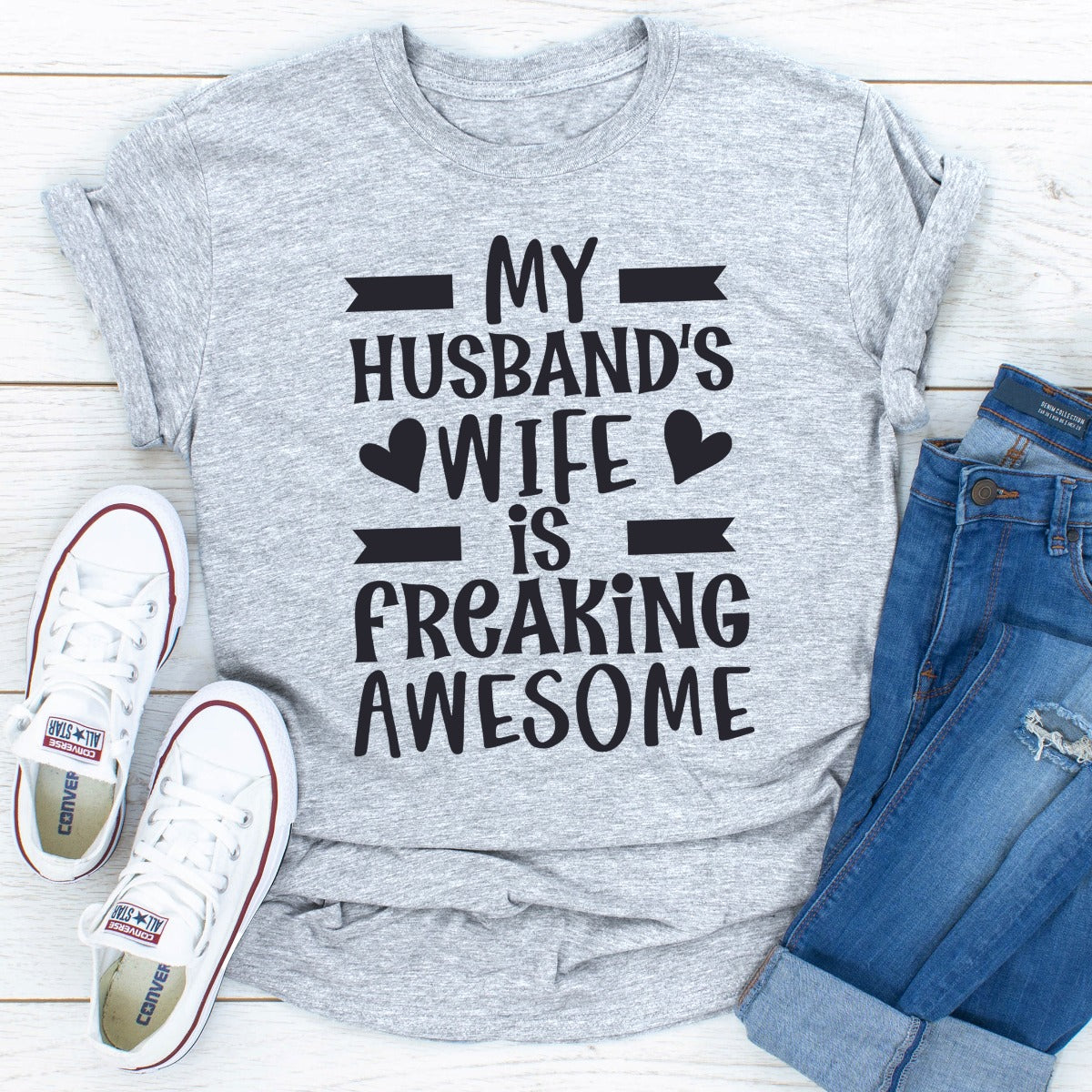 My Husband's Wife Is Freaking Awesome T-Shirt-5