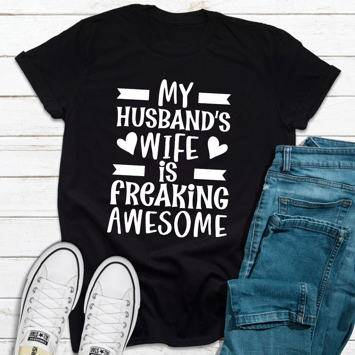 My Husband's Wife Is Freaking Awesome T-Shirt-4