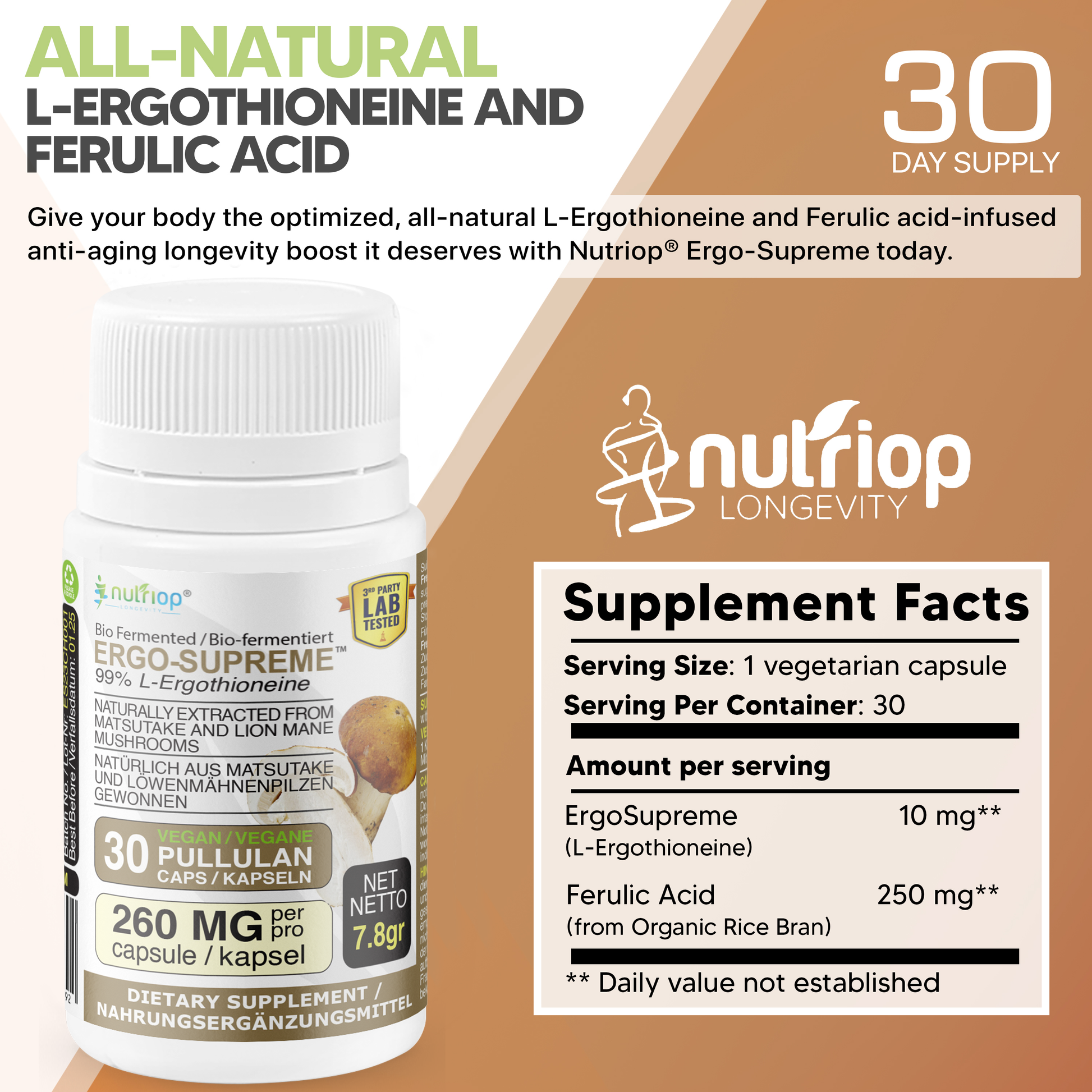 Bio Fermented Nutriop Longevity® ERGO-SUPREME - 10mg per serving- 30 servings-3