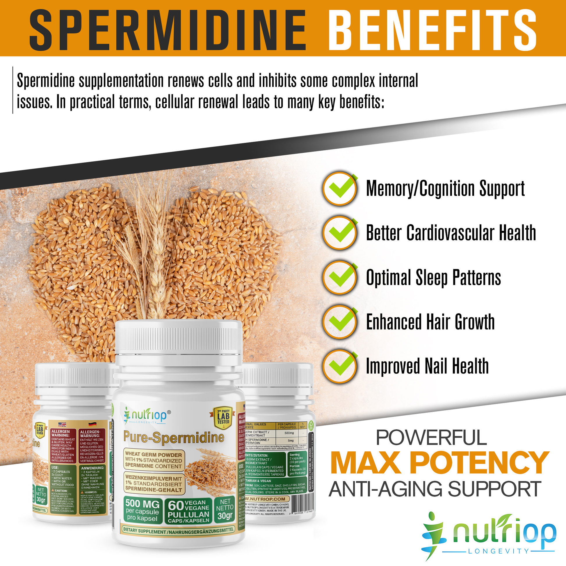 Nutriop® Pure Spermidine - Max Potency -10mg - 30 servings-1