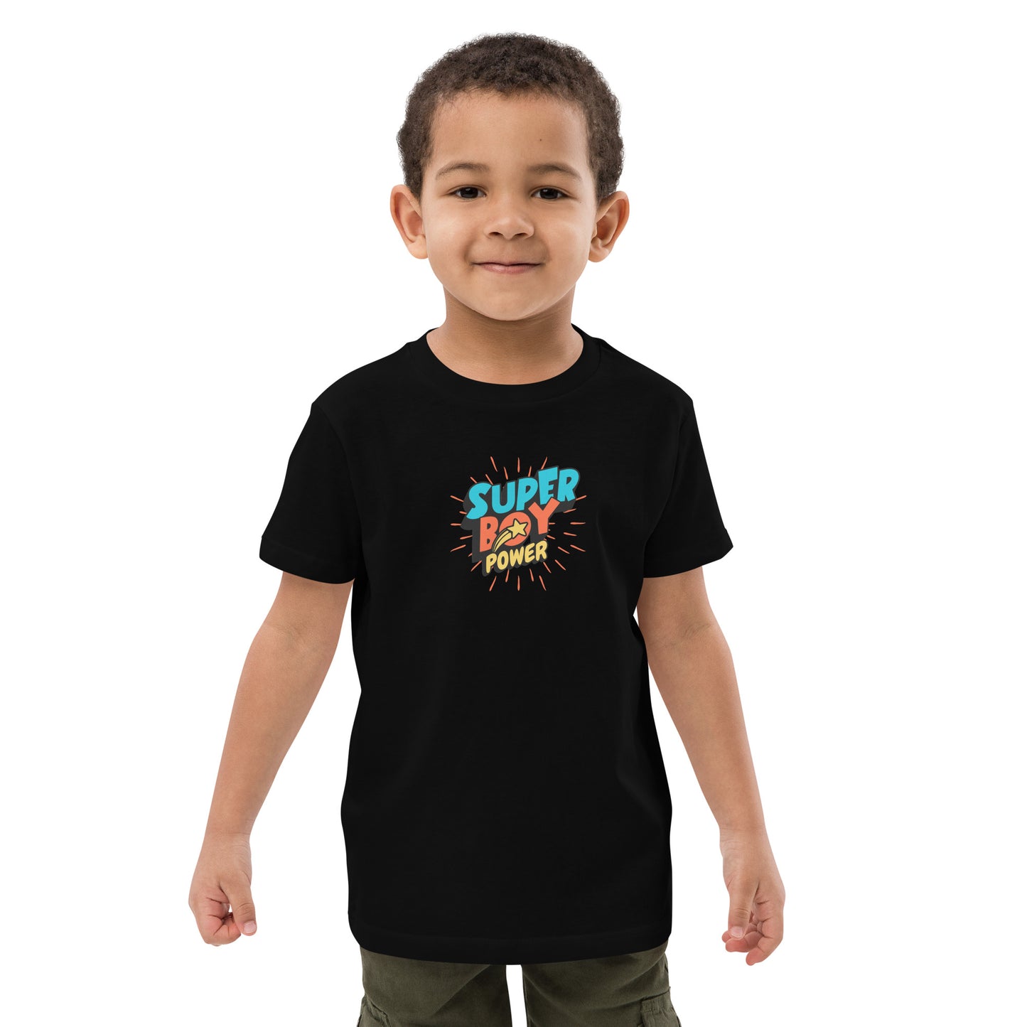 Organic Cotton Kids T-Shirt "Super Boy Power" by PDPro – Comfort Meets Sustainability!