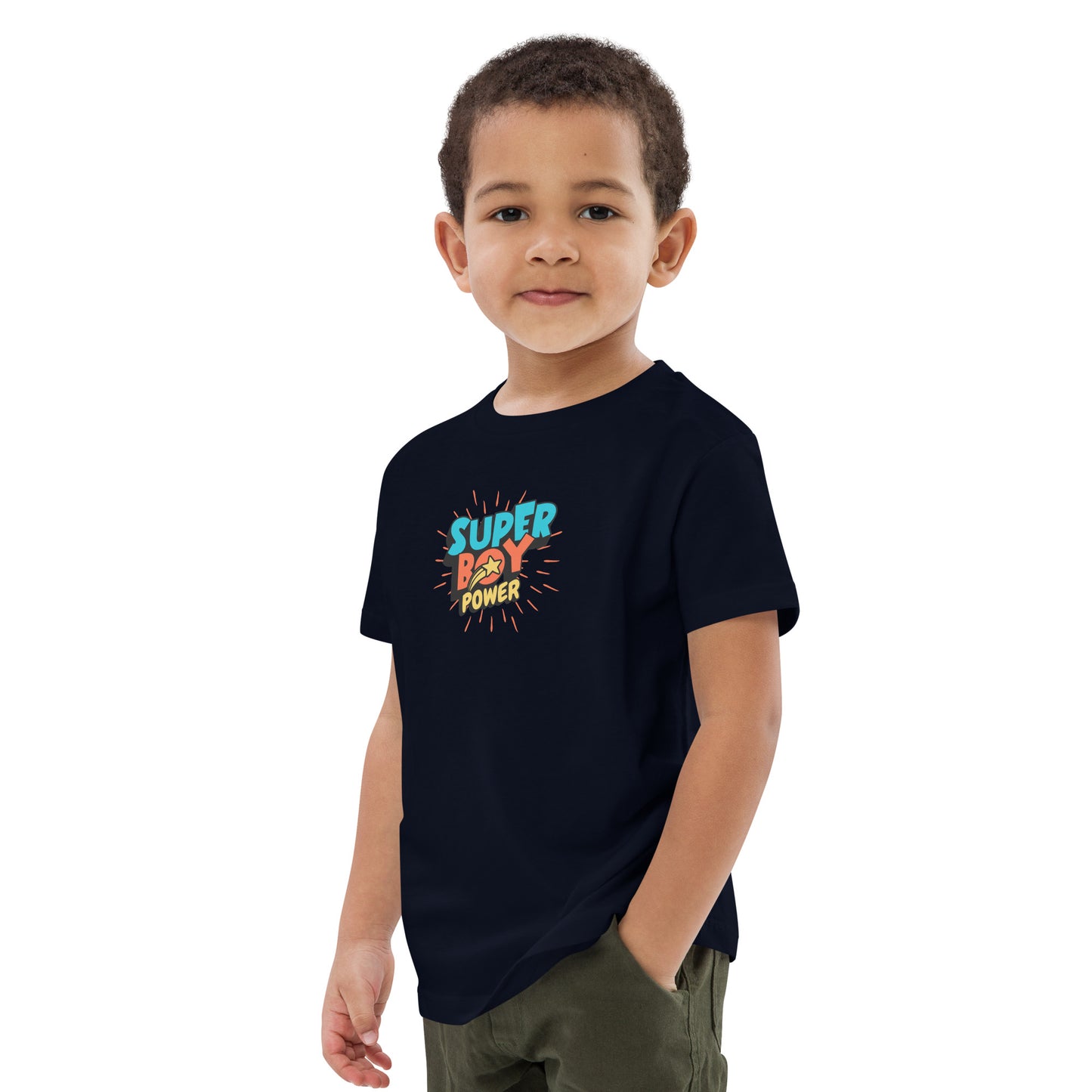 Organic Cotton Kids T-Shirt "Super Boy Power" by PDPro – Comfort Meets Sustainability!