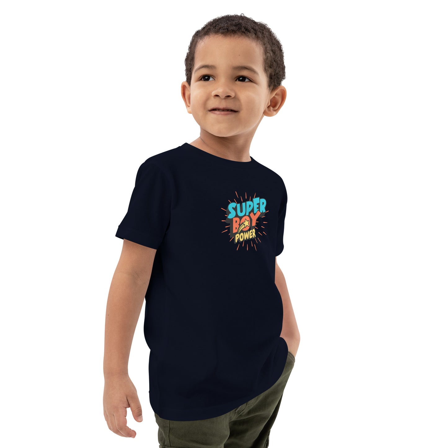 Organic Cotton Kids T-Shirt "Super Boy Power" by PDPro – Comfort Meets Sustainability!