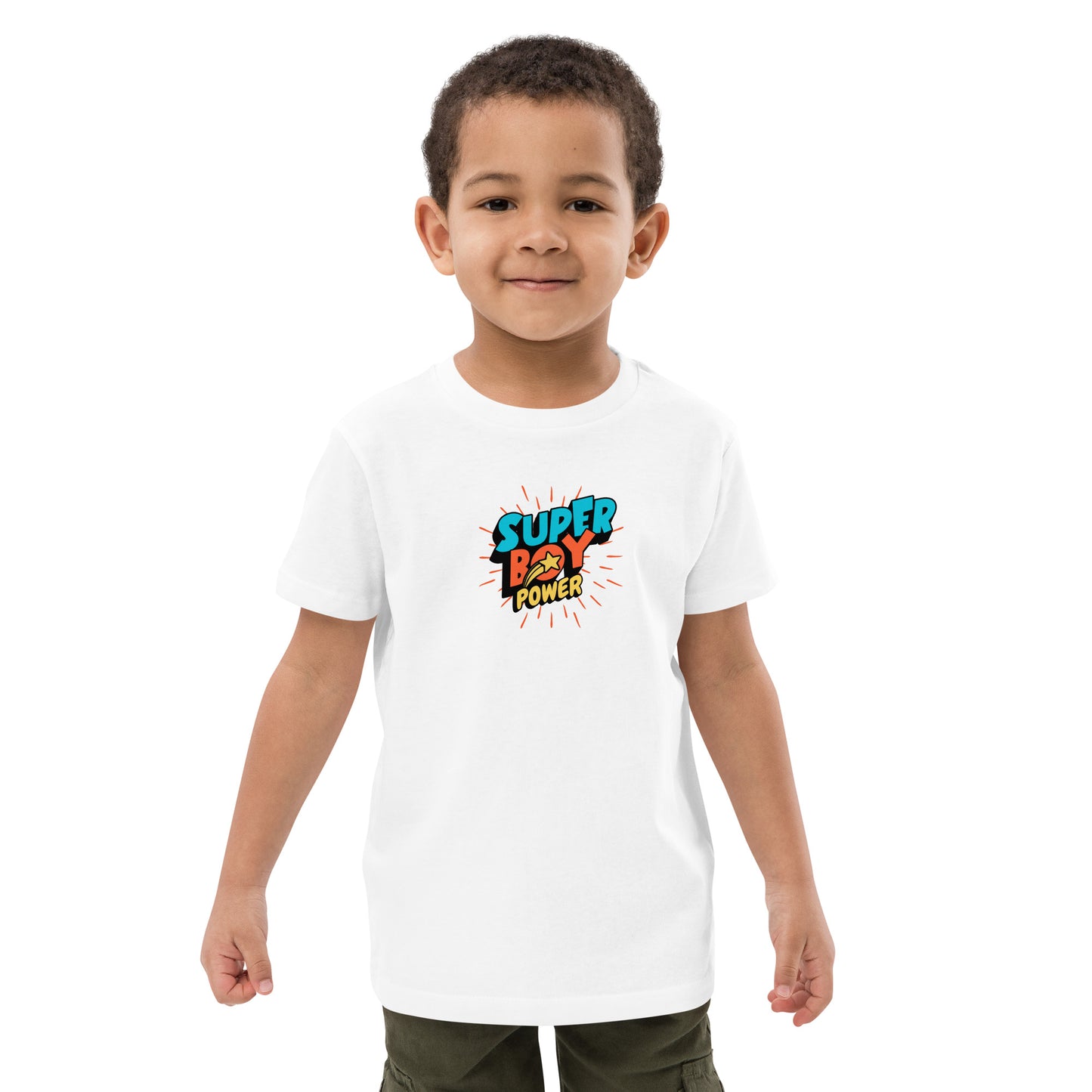 Organic Cotton Kids T-Shirt "Super Boy Power" by PDPro – Comfort Meets Sustainability!