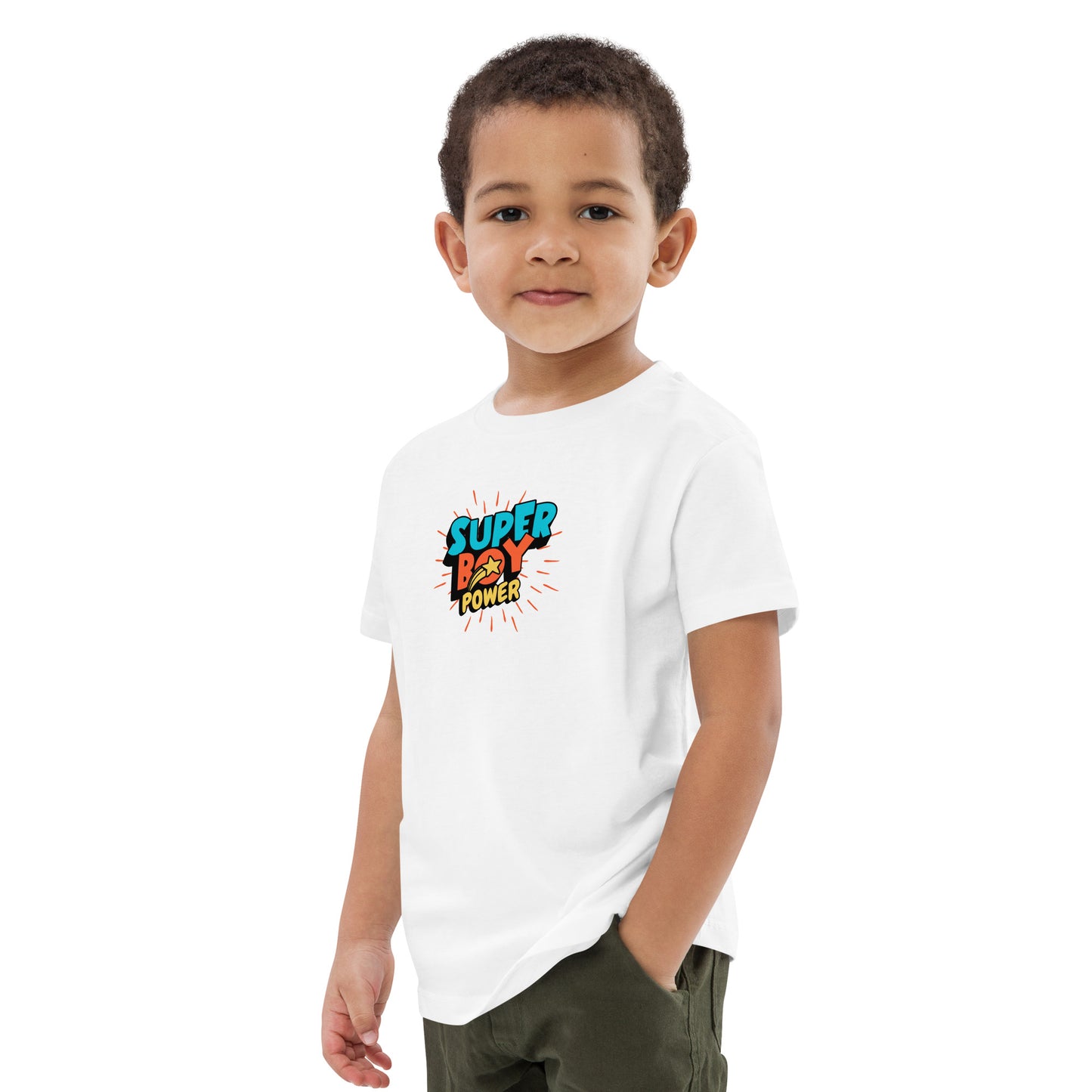 Organic Cotton Kids T-Shirt "Super Boy Power" by PDPro – Comfort Meets Sustainability!