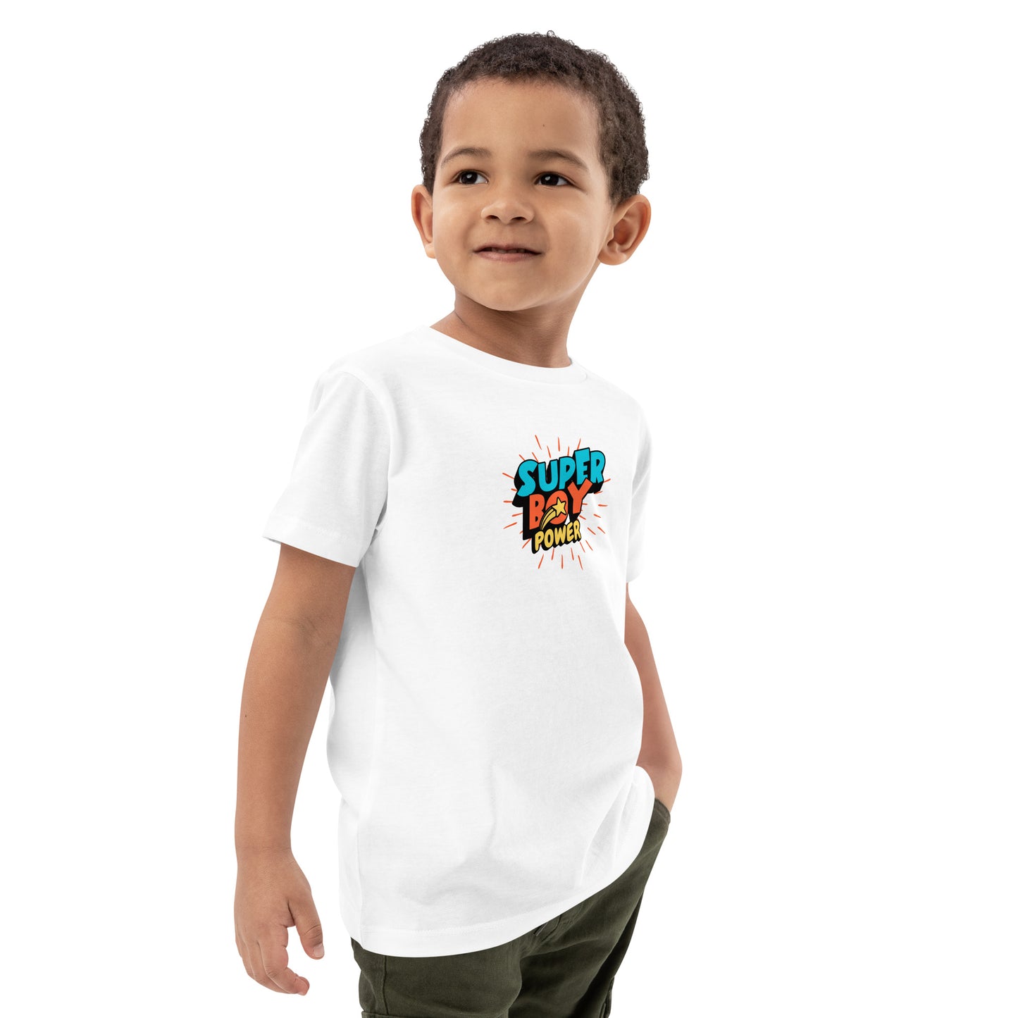 Organic Cotton Kids T-Shirt "Super Boy Power" by PDPro – Comfort Meets Sustainability!