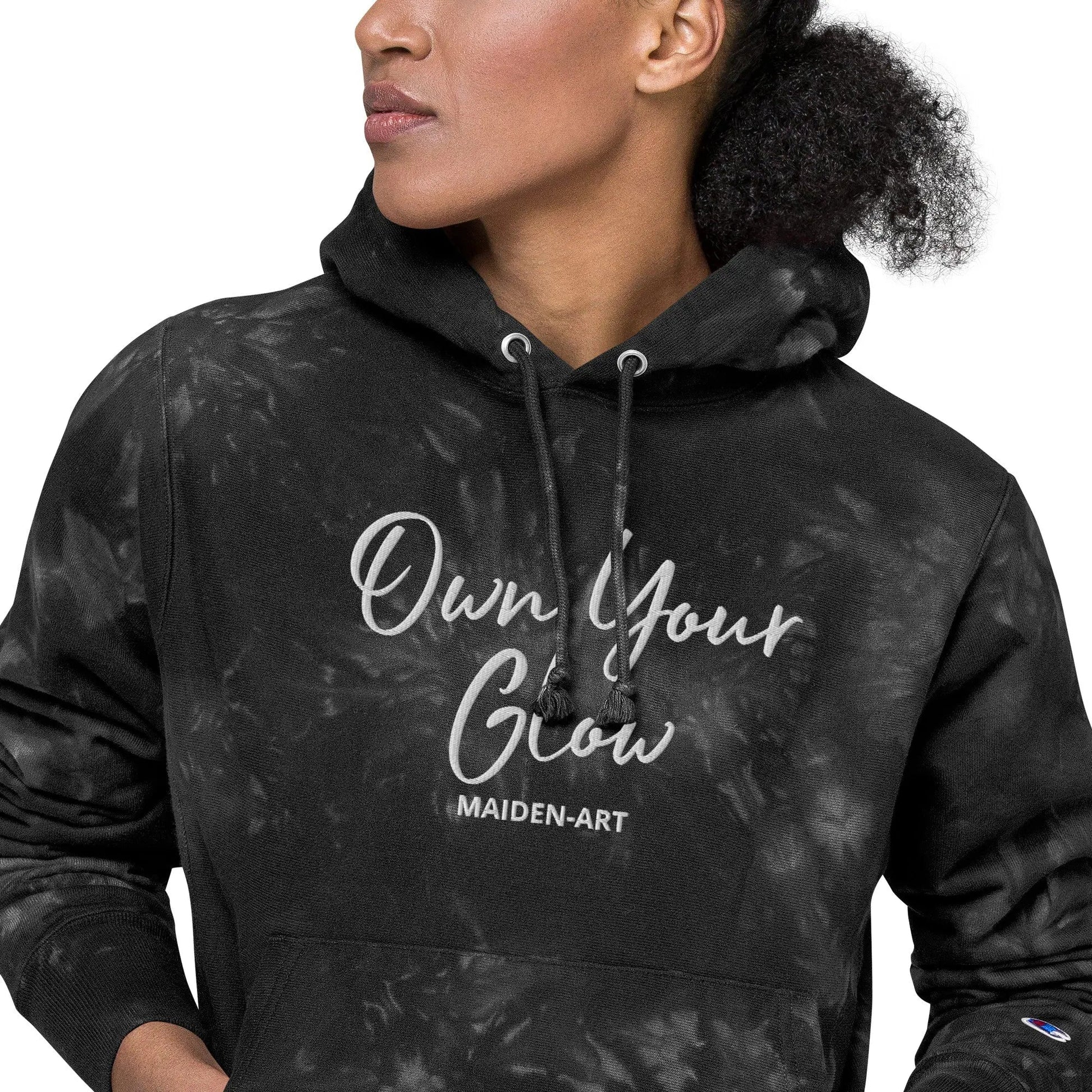 Own Your Glow Unisex Champion tie-dye hoodie with Embroidery | Champion hoodie-1