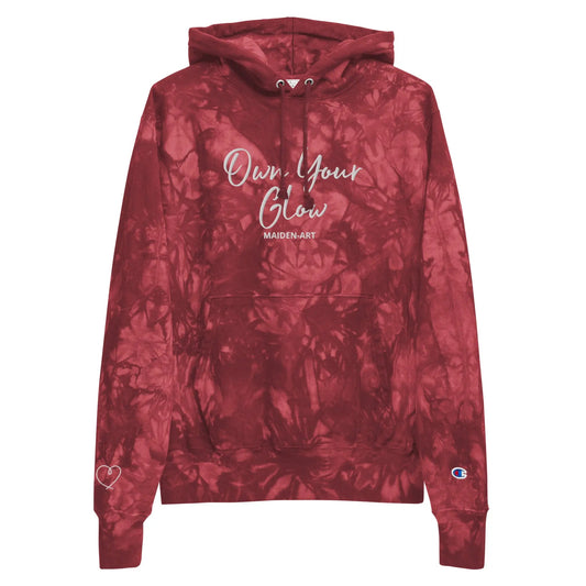 Own Your Glow Unisex Champion tie-dye hoodie with Embroidery | Champion hoodie-0