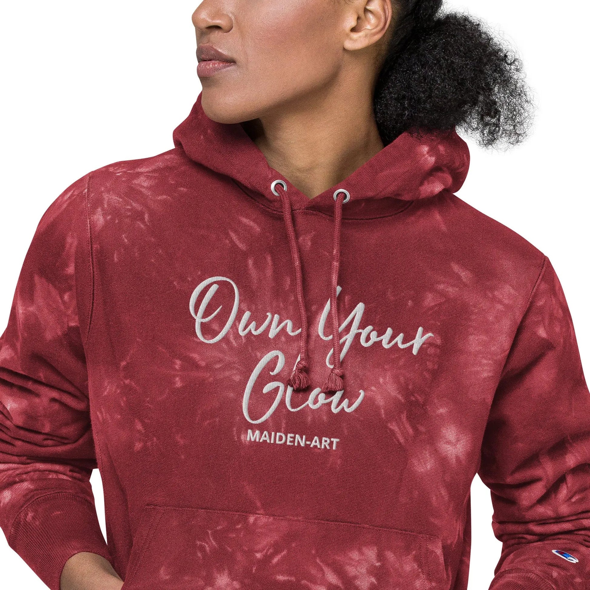 Own Your Glow Unisex Champion tie-dye hoodie with Embroidery | Champion hoodie-2