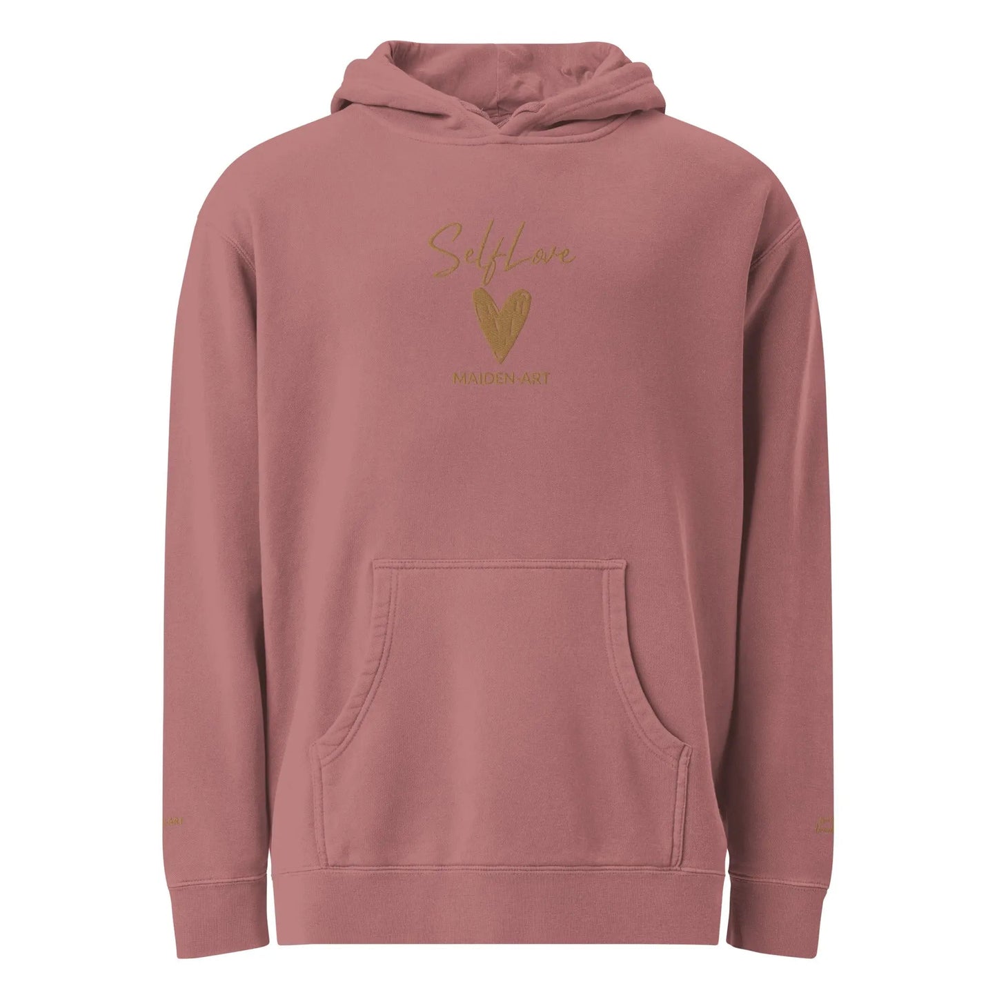 Self Love Unisex pigment-dyed hoodie with Old Gold Embroidery | fashion hoodie-6