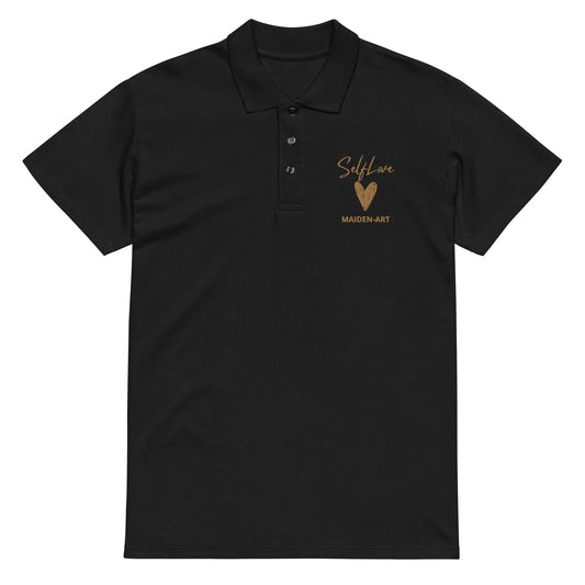 Self Love Premium pique polo shirt with Old Gold Embroidery-0